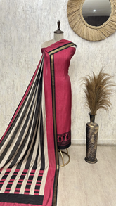 Crimson Border Elegance Maheshwari Unstitched Suit