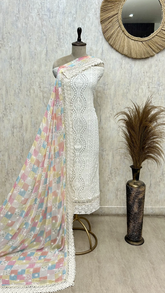 Ivory Lace Elegance chiffon Unstitched Suit