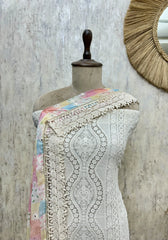 Ivory Lace Elegance chiffon Unstitched Suit