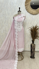Blush Floral Elegance Mul cotton Unstitched Suit