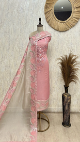 Mint Floral Grace Glass organza Unstitched Suit