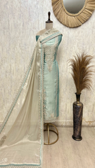 Mesmerising Glass Organza Unstitched Suit