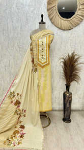 Vibrant Striped Ethnic cotton Unstitched Suit