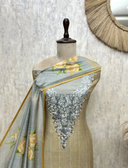 Floral Grace Mul Chanderi Unstitched Suit