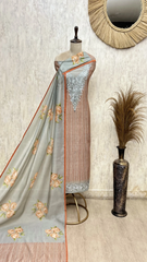 Floral Grace Mul Chanderi Unstitched Suit