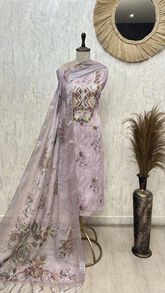 Minimal Neutral Design Linen Unstitched suit