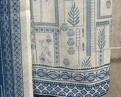 Indigo Printed Elegance Linen Unstitched suit