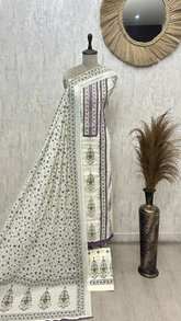 Floral Striped Elegance Unstitched suit