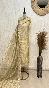 Exquisite Glass Organza Floral Embroidered Unstitched Suit