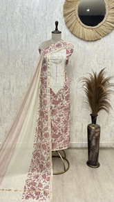 Rose Embroidered Grace Mul chanderi Unstitched suit