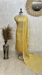 Zardozi Work Organza Unstitched Suit Set