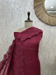 Floral Grace Glass Organza unstitched suit