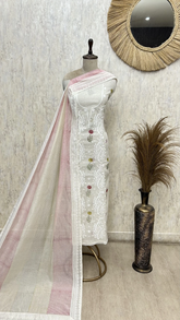 Blush Floral Elegance Mul cotton Unstitched suit