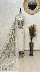 Floral Embroidered Elegance Jamdani linen Unstitched suit