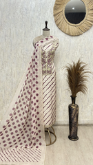 Chic Embroidered Drape Russian Crepe Unstitched Suit