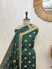 Majestic Banarasi Silk Tissue Unstitched Suit