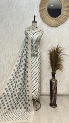 Chic Embroidered Drape Russian Crepe Unstitched Suit