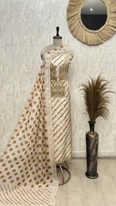 Chic Embroidered Drape Russian Crepe Unstitched Suit