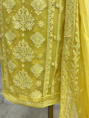Chikankari & Pearl Work Georgette Unstitched Suit Set