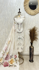 Delicate Floral Charm Mul chanderi Unstitched suit