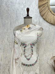 Delicate Floral Charm Mul chanderi Unstitched suit