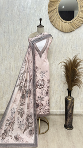 Mint Floral Embroidered Linen cotton Unstitched suit