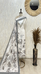 Mint Floral Embroidered Linen cotton Unstitched suit