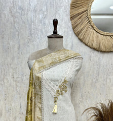 Ivory Gold Embroidered Cotton Unstitched suit