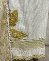 Ivory Gold Embroidered Cotton Unstitched suit