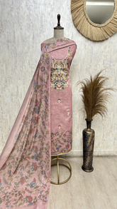 Floral Embroidered Linen Unstitched Suit
