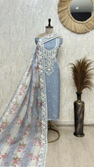 Blush Floral Embroidered Organza Unstitched suit