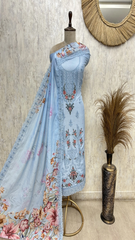 Bloom Embroidered Mul cotton Unstitched suit