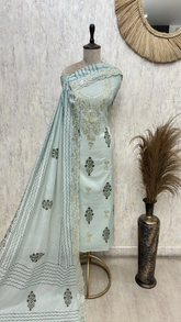 Floral print Mul chanderi Unstitched suit