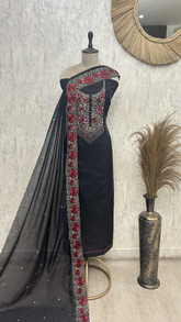 Midnight Floral Embroidered Unstitched suit
