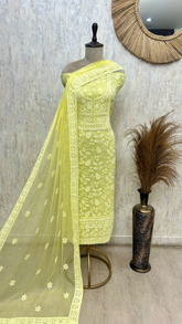 Pistachio Chikankari Grace Georgette Unstitched suit