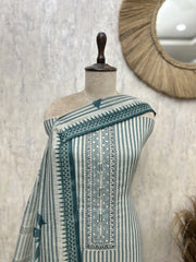 Teal Striped Elegance Unstitched suit