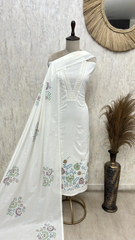 Pearl Embroidered Elegance Mul chanderi Unstitched suit