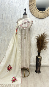 Handwoven Elegance Mul chanderi Unstitched suit