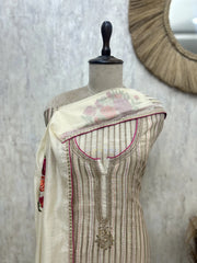 Handwoven Elegance Mul chanderi Unstitched suit
