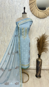 Powder Elegance mul chanderi Unstitched suit