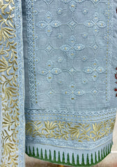 Powder Elegance mul chanderi Unstitched suit