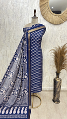 Midnight Block Print Elegance Maheshwari Unstitched suit