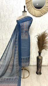 Rustic Patchwork Linen Unstitched suit
