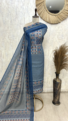 Rustic Patchwork Linen Unstitched suit