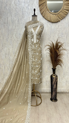Rustic Print Elegance Linen Unstitched Suit
