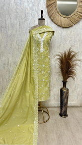 Rustic Print Elegance Linen Unstitched Suit