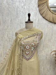 Celestial Grace Crush Tissue Unstitched Suit