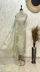 Elegant Ethnic Unstitched Crush tissue Suit