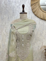 Elegant Ethnic Unstitched Crush tissue Suit