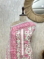 Blush Floral Cotton Unstitched Suit